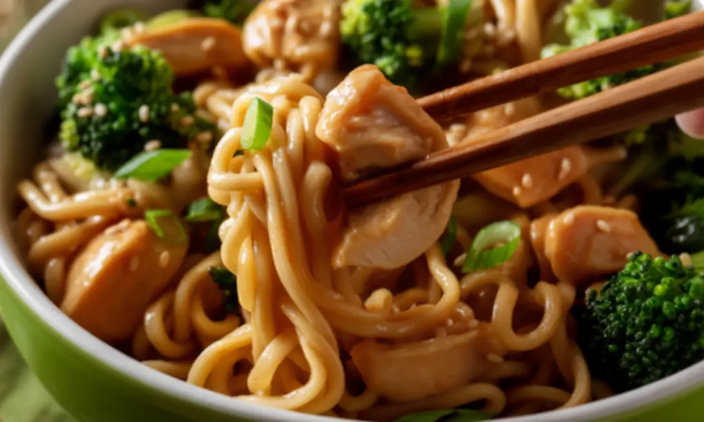 One-Pan Garlic Chicken and Broccoli Noodles Bowls 9 Chicken and Broccoli Rice Noodles Bowls
