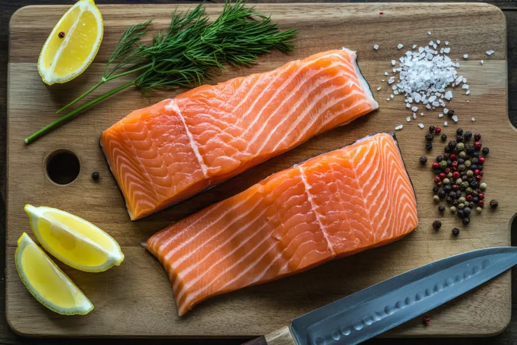 Fresh salmon fillets