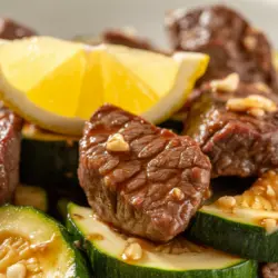 Garlic Butter Steak and Zucchini recipe card