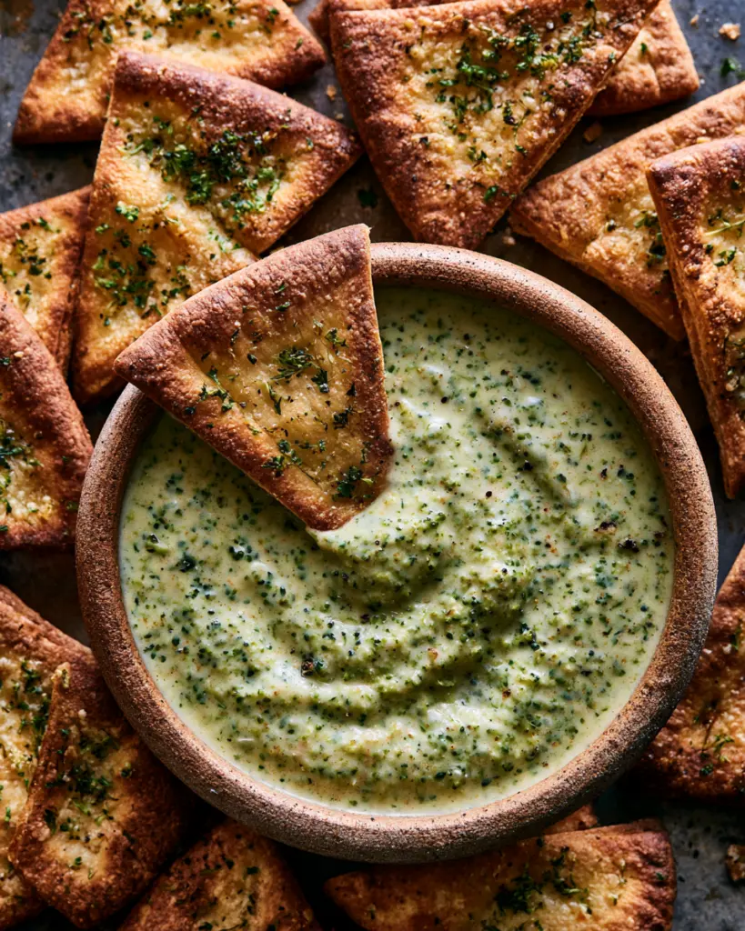 Garlic Parmesan Sourdough Pita Chips