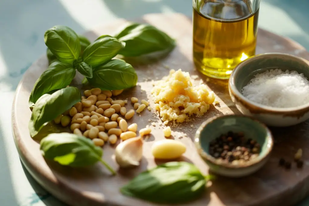 Ingredients for homemade pesto