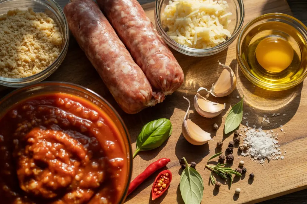 Ingredients for sausage meatballs