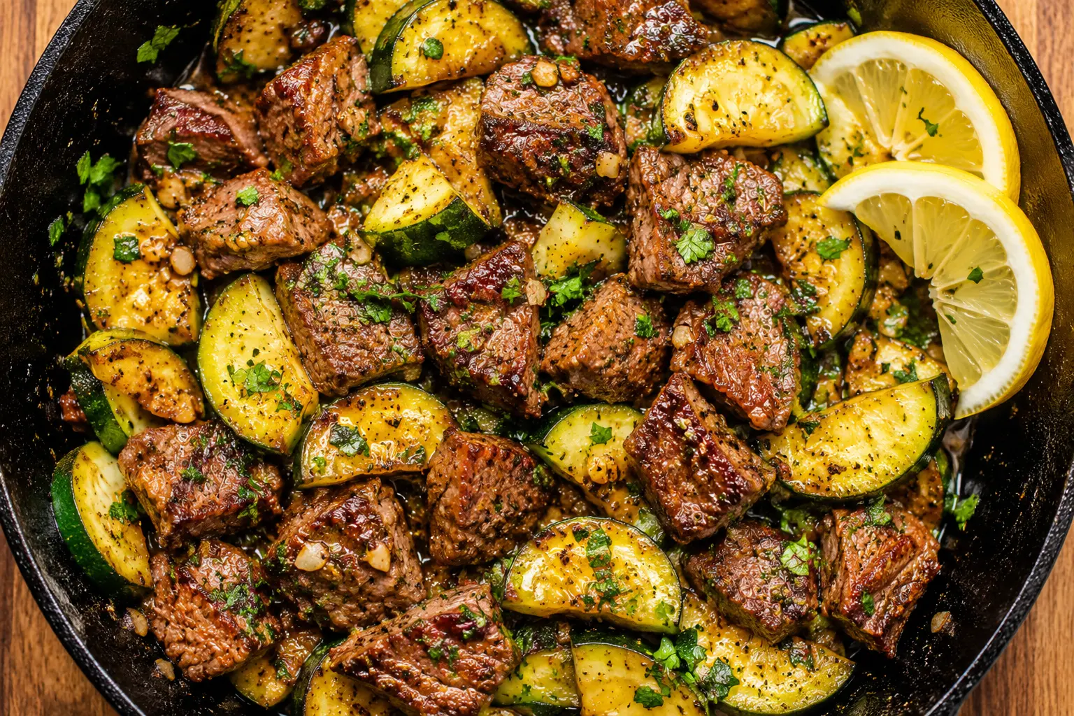 Effortless Garlic Butter Steak and Zucchini