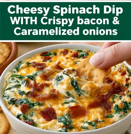  Spinach Dip WITH Crispy bacon & Caramelized onions