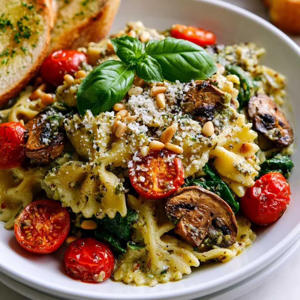 Vegetarian Pesto Pasta with Roasted Tomatoes