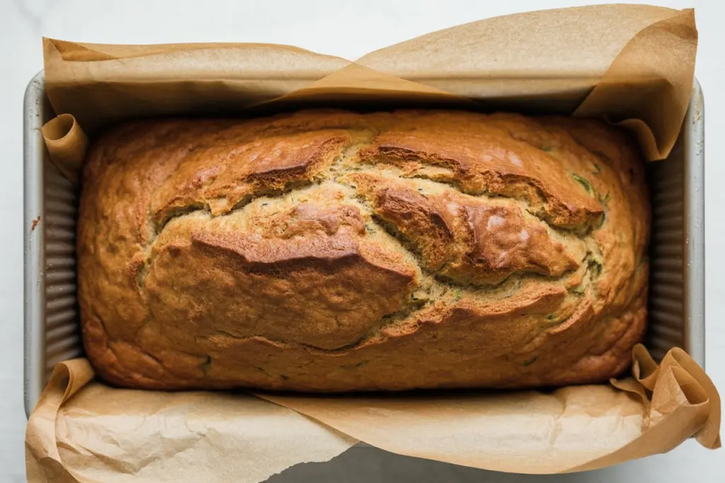 baked sourdough zucchini bread cooling