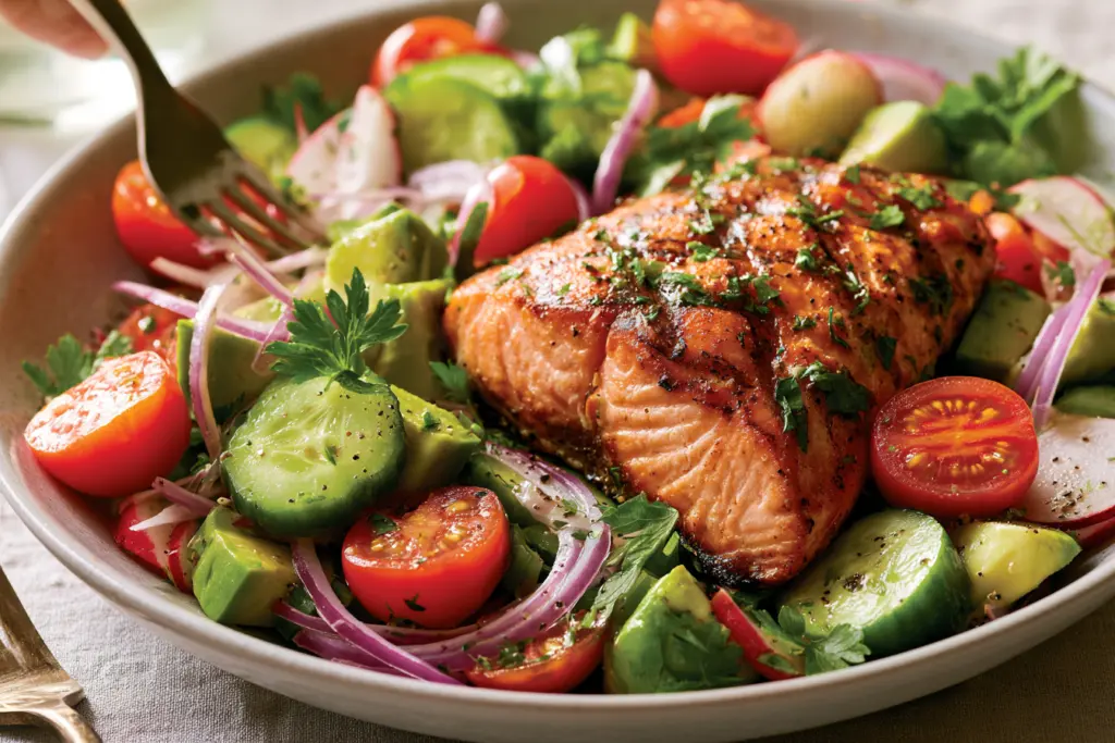 healthy salmon salad recipe serving idea
