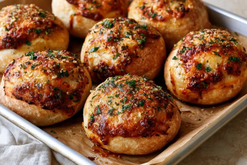 Baked sourdough pizza pockets