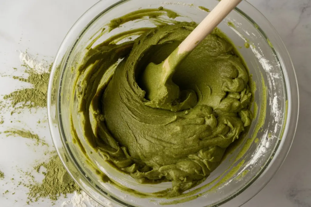 matcha cookies dough preparation