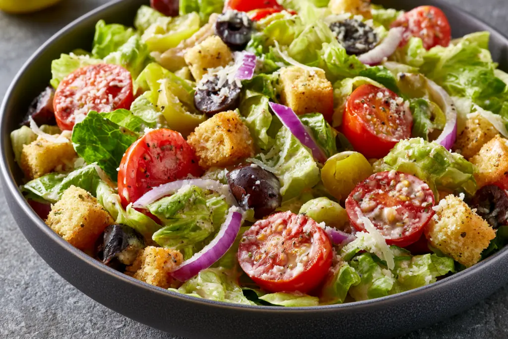 serving mega italian salad