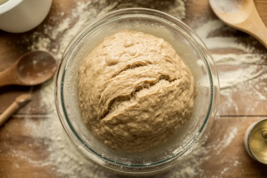 mixing sourdough whole wheat sandwich bread dough