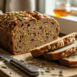 seedy sourdough breakfast bread recipe card