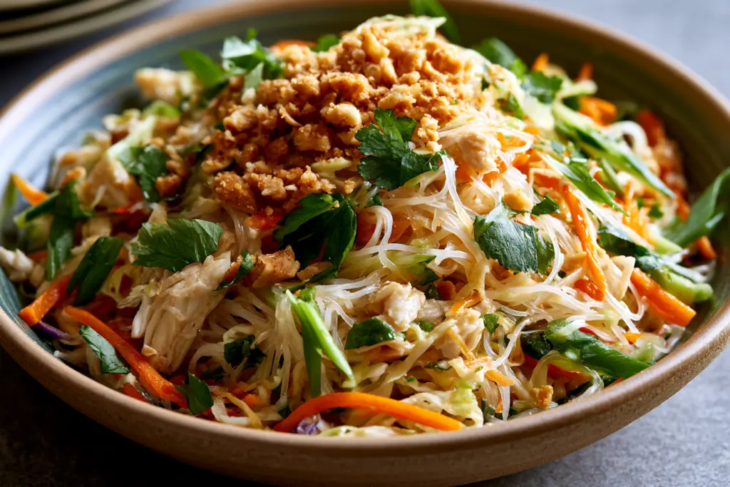 serving glass noodle salad with lime