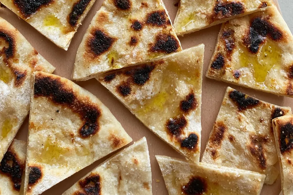 sourdough pita chips before baking