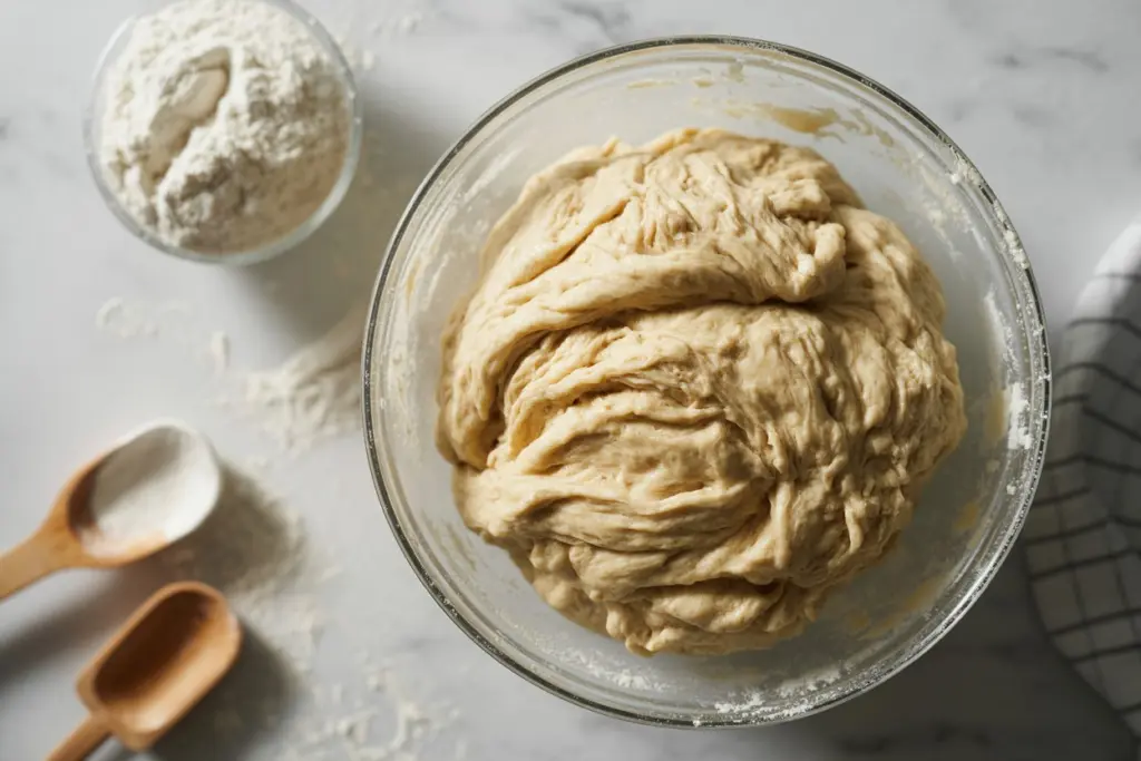 Mixing the sourdough pita chips dough