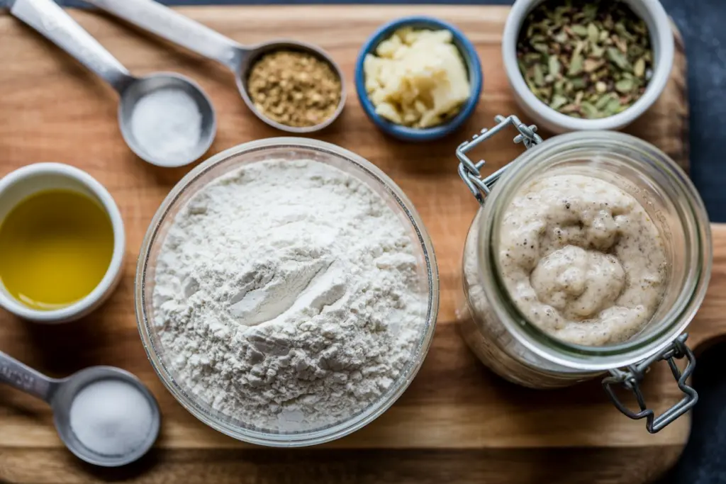 ingredients for sourdough pita chips recipe