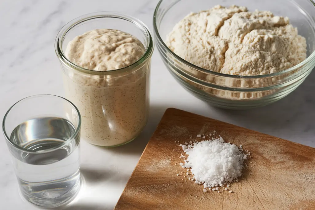 5-Ingredients No Knead Sourdough Bread Recipe 2 5-Ingredients for no knead sourdough bread