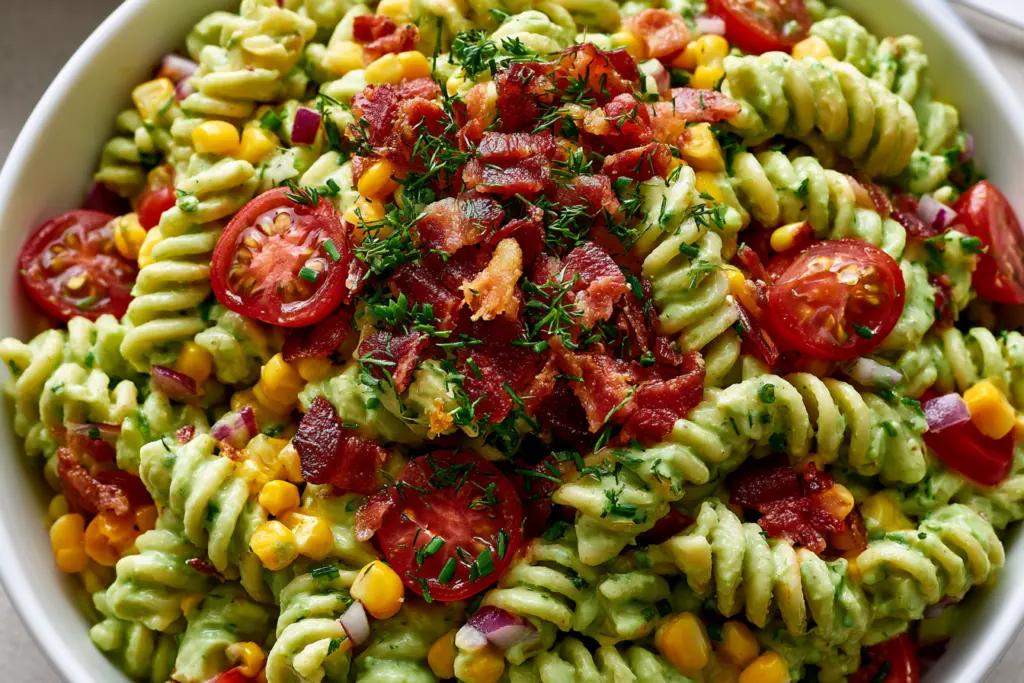Pasta Avocado Salad with Creamy Avocado Ranch Dressing 5 Avocado Pasta Bacon Salad