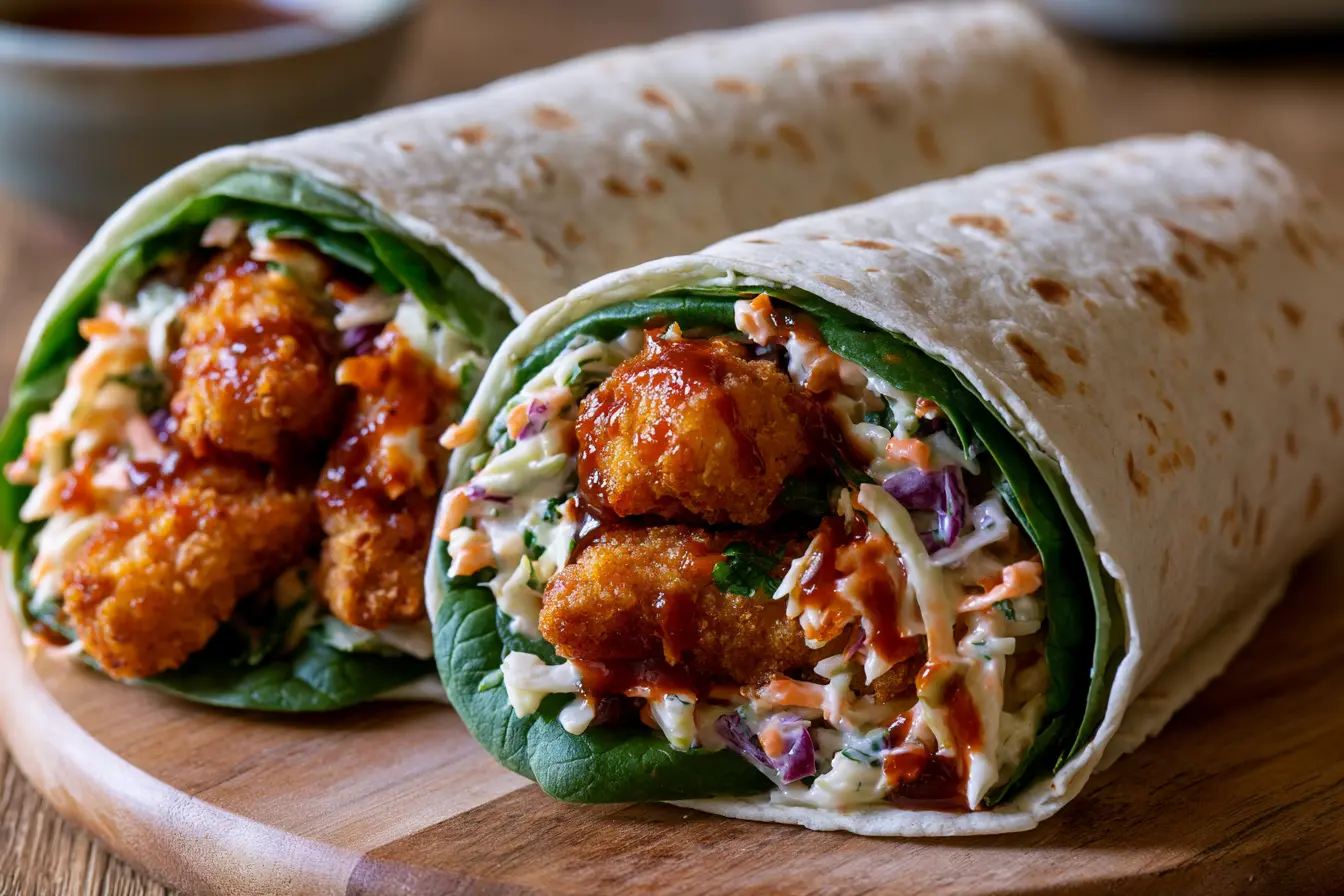 BBQ Crispy Chicken Coleslaw Wraps