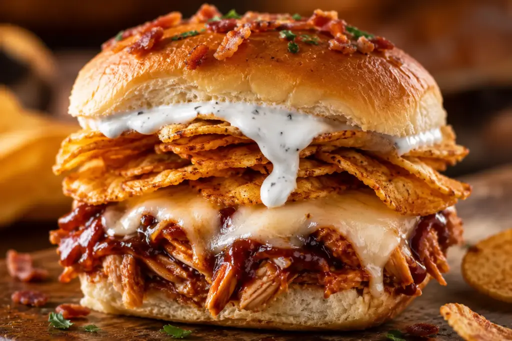 BBQ Chicken Bacon Ranch Sliders Recipe 7 BBQ Potato Chip Chicken Sliders