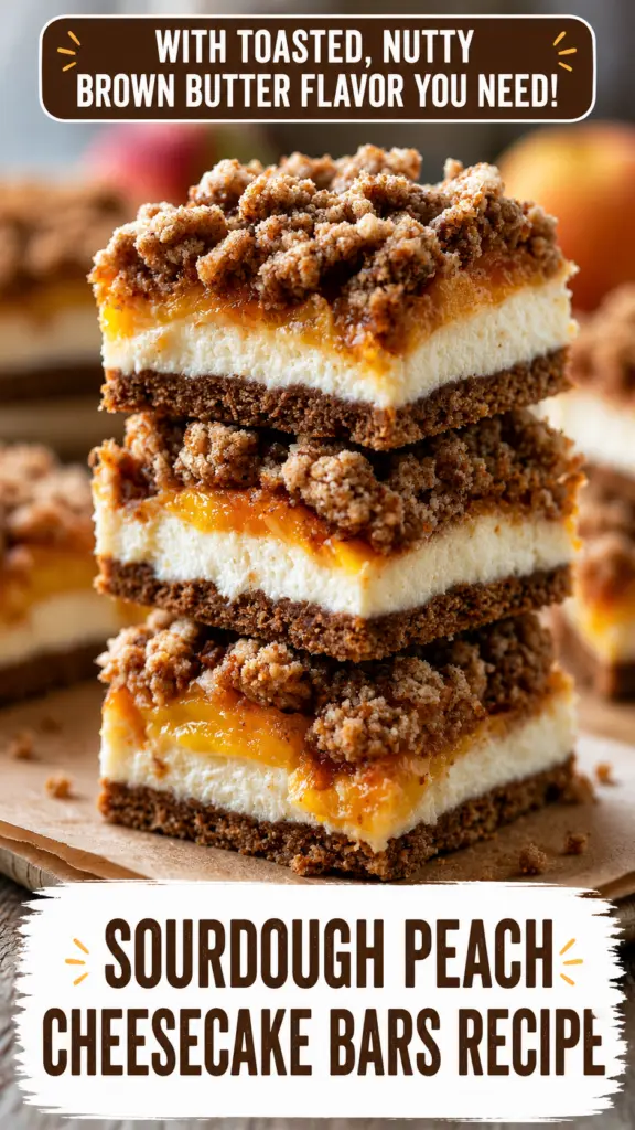 Brown Butter Sourdough Peach Cheesecake Bars