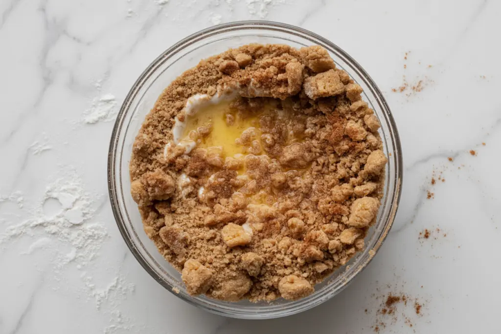 Brown sugar crumb topping for sourdough discard peach pie