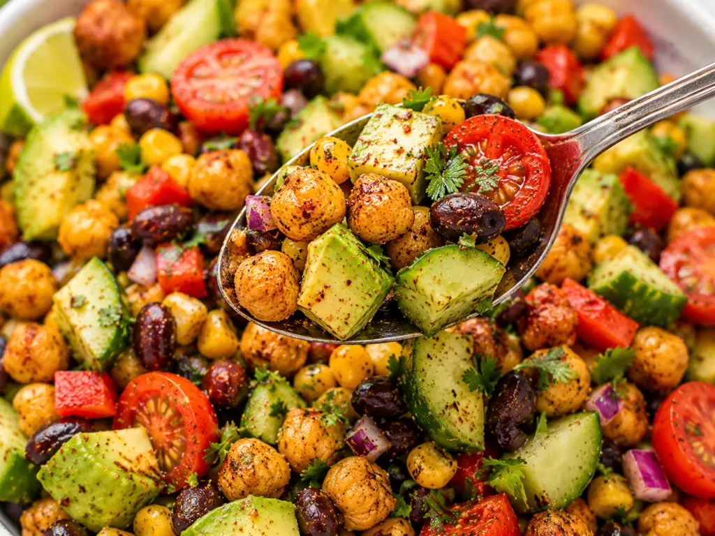 Crispy Chili Lime Chickpea Bean Salad WITH Extra avocado