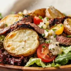 Crispy Potato and Steak Salad with Pickled Ranch recipe card
