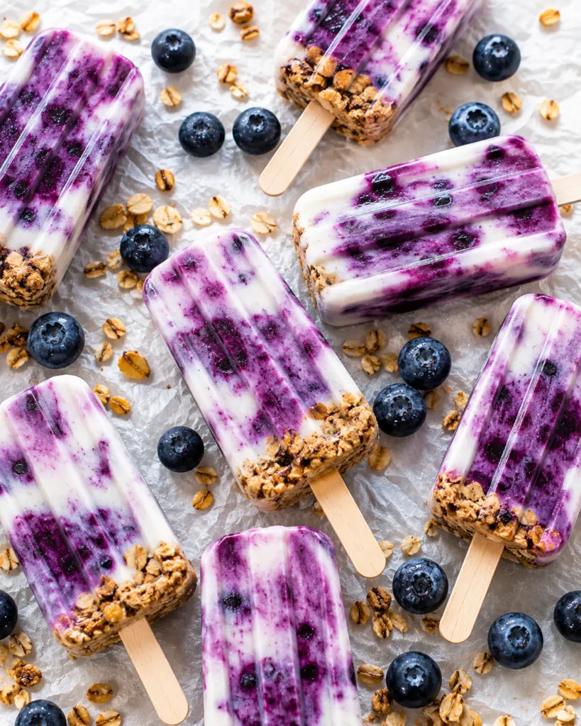 4 Ingredient Blueberry Yogurt Popsicles Recipe 6 Easy Blueberry Yogurt Popsicles with Sweet Granola Recipe