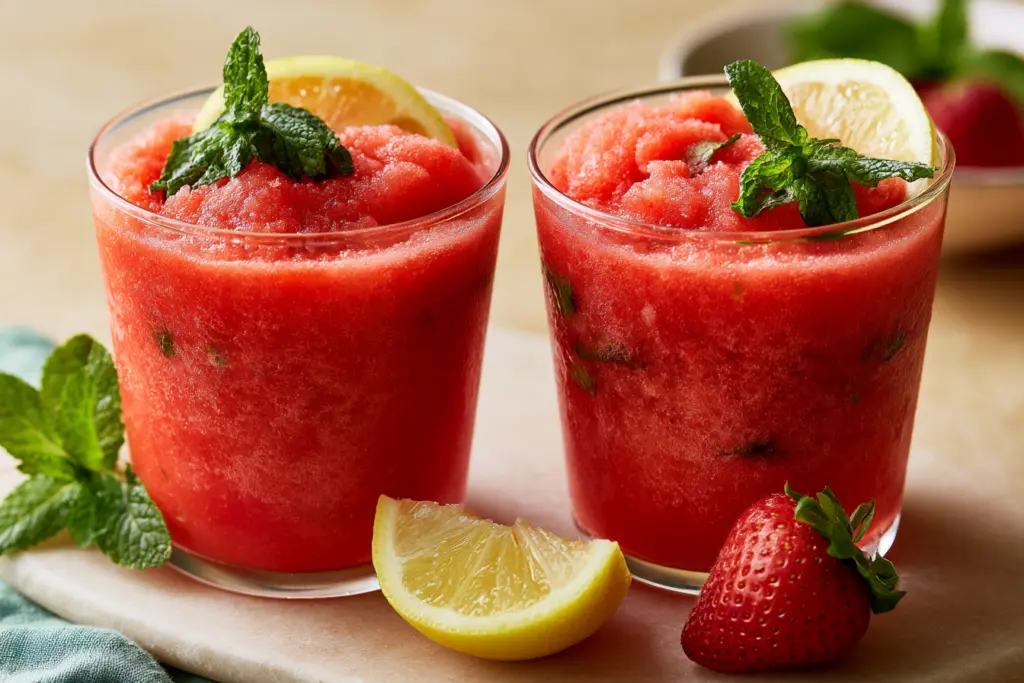 Frozen strawberry watermelon lemonade