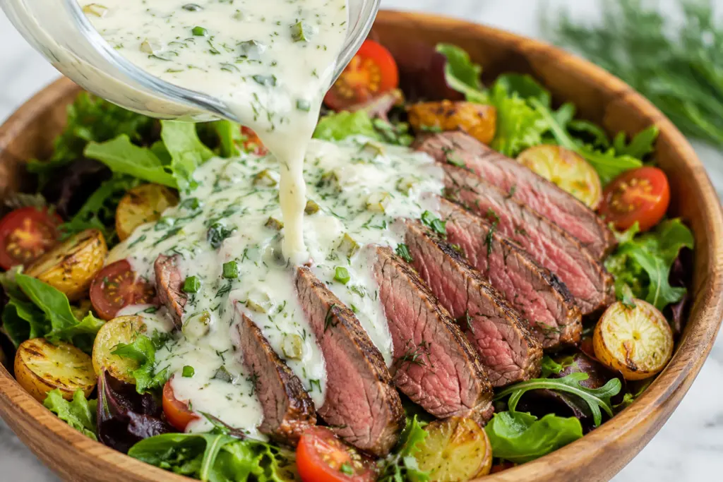 How to make crispy potato and steak salad