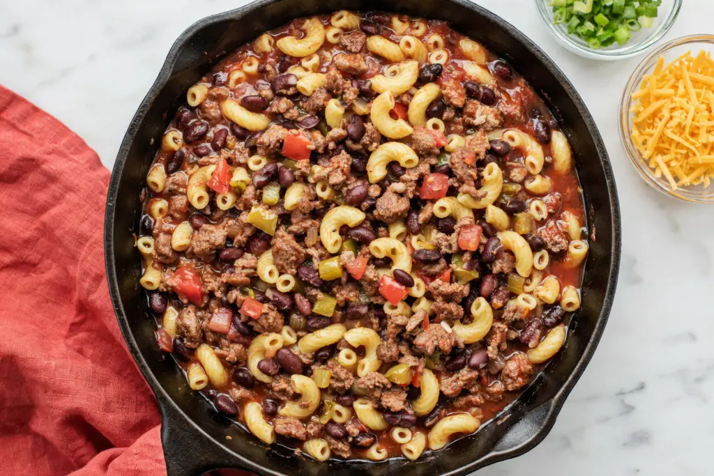 One pan chili pasta skillet 