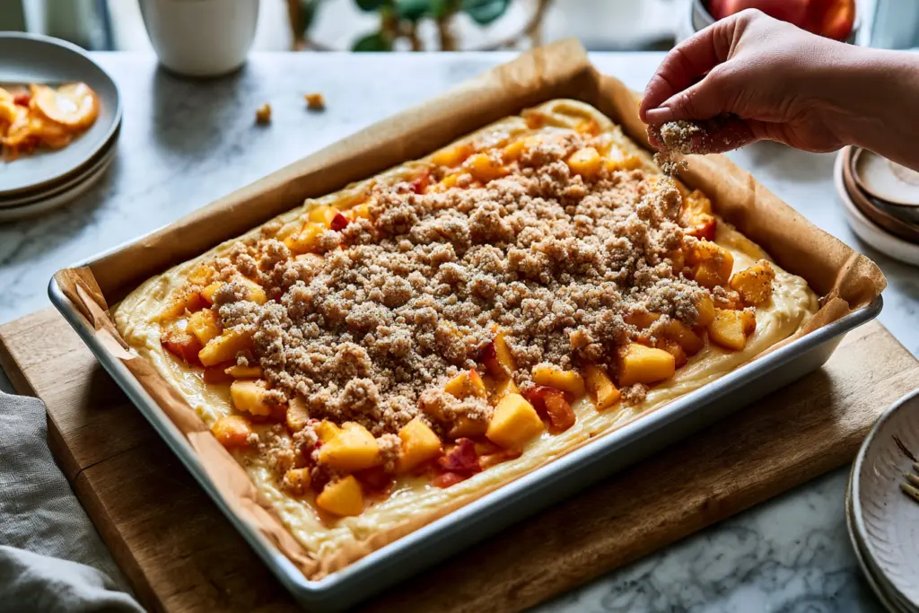 Sourdough Peach Cobbler Cheesecake Bars Recipe 3 How to make sourdough peach cobbler cheesecake bars