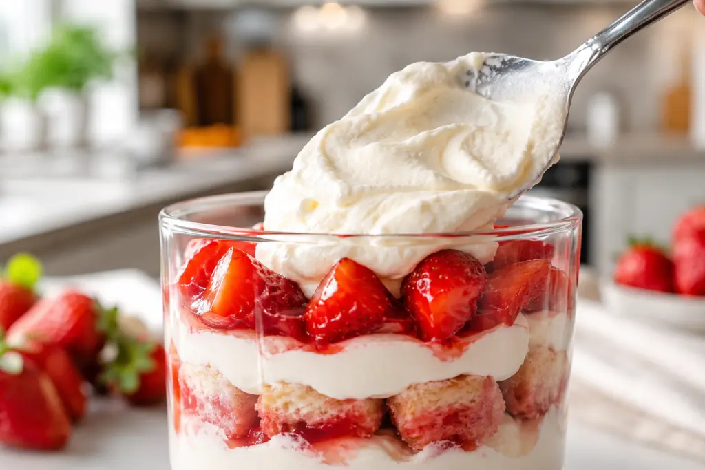 assemble strawberry tiramisu cups