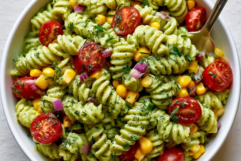 Pasta Avocado Salad with Creamy Avocado Ranch Dressing 4 How to make this pasta avocado salad