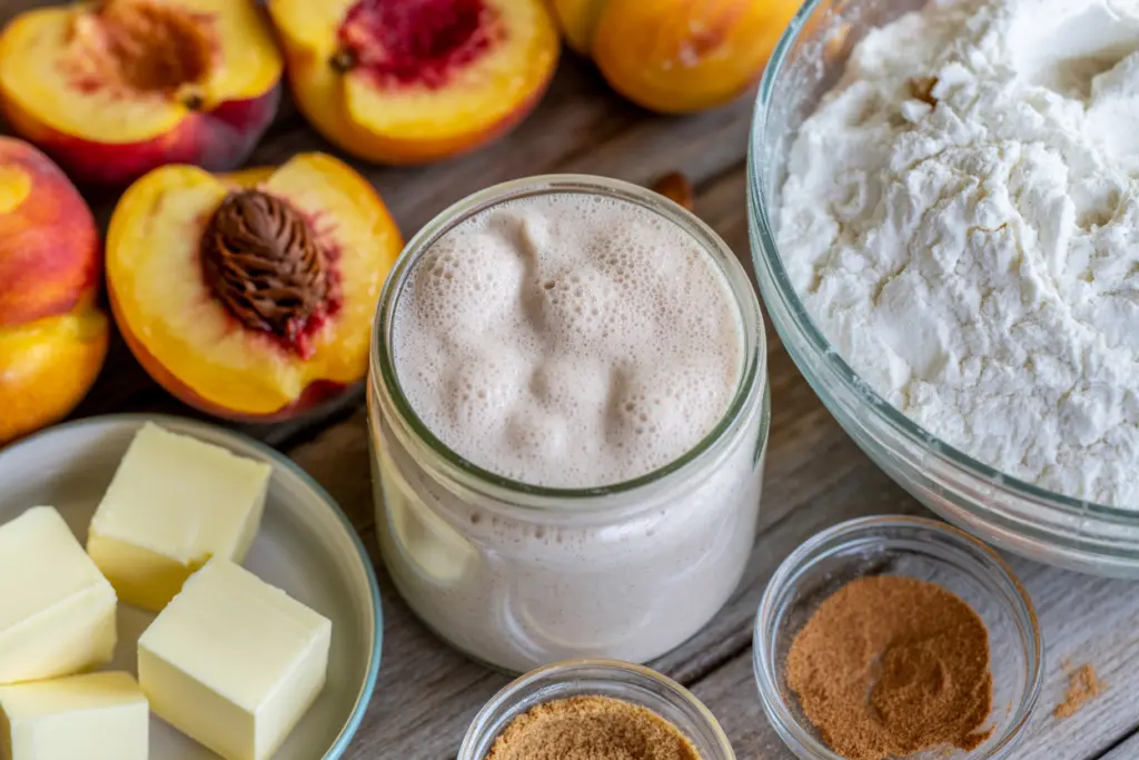 Ingredients for Peach Sourdough Cobbler