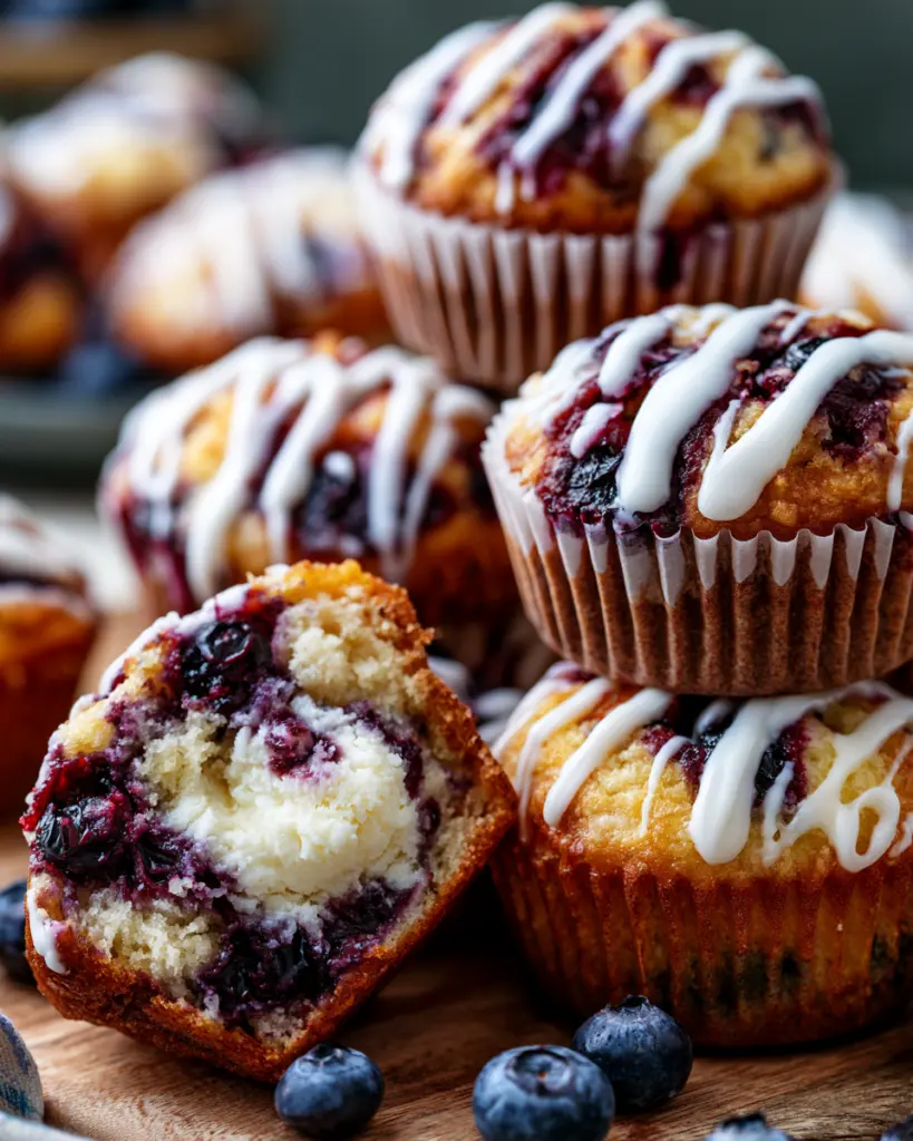 Blueberry Lemon Cream Cheese Muffins Recipe 6 Lemon blueberry cream cheese muffins with Lemon Glaze