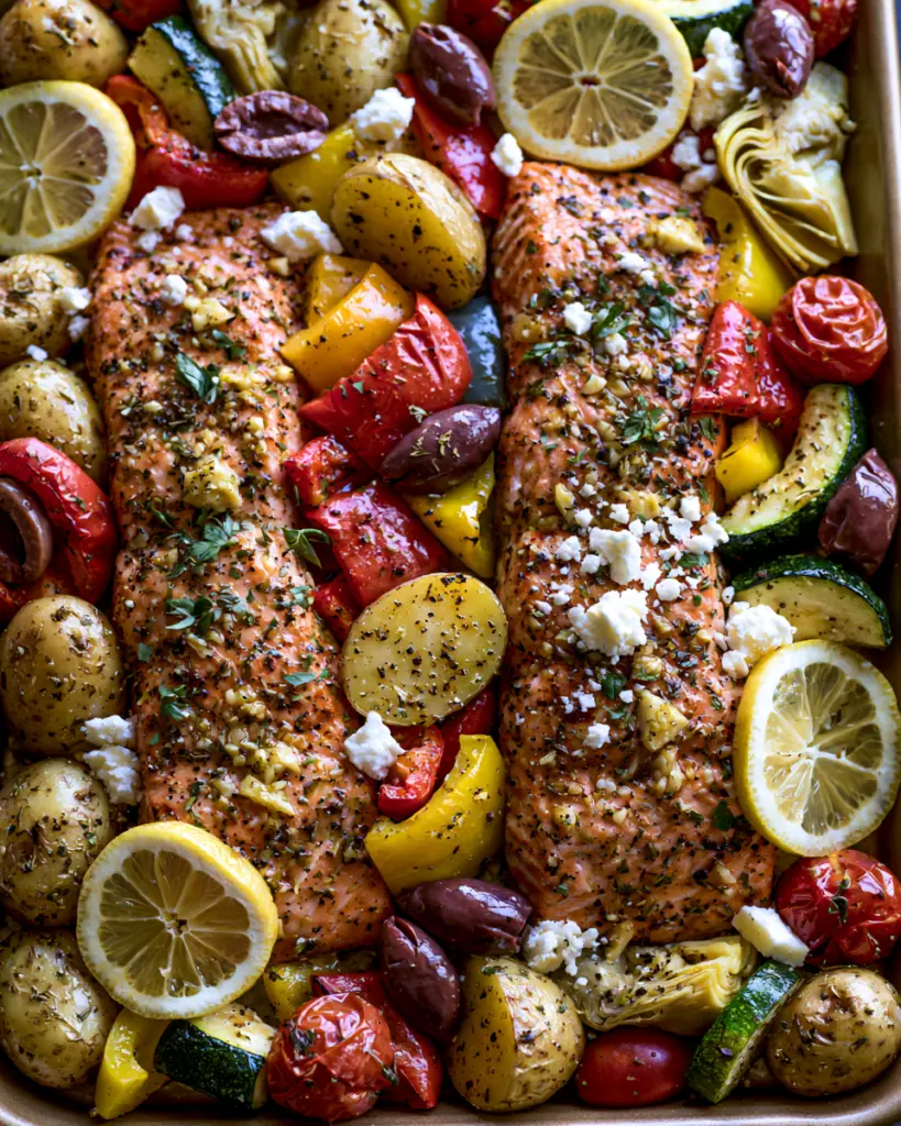 Easy Lemon Garlic Salmon Tray Bake Recipe 6 Mediterranean Lemon Garlic Salmon Tray Bake