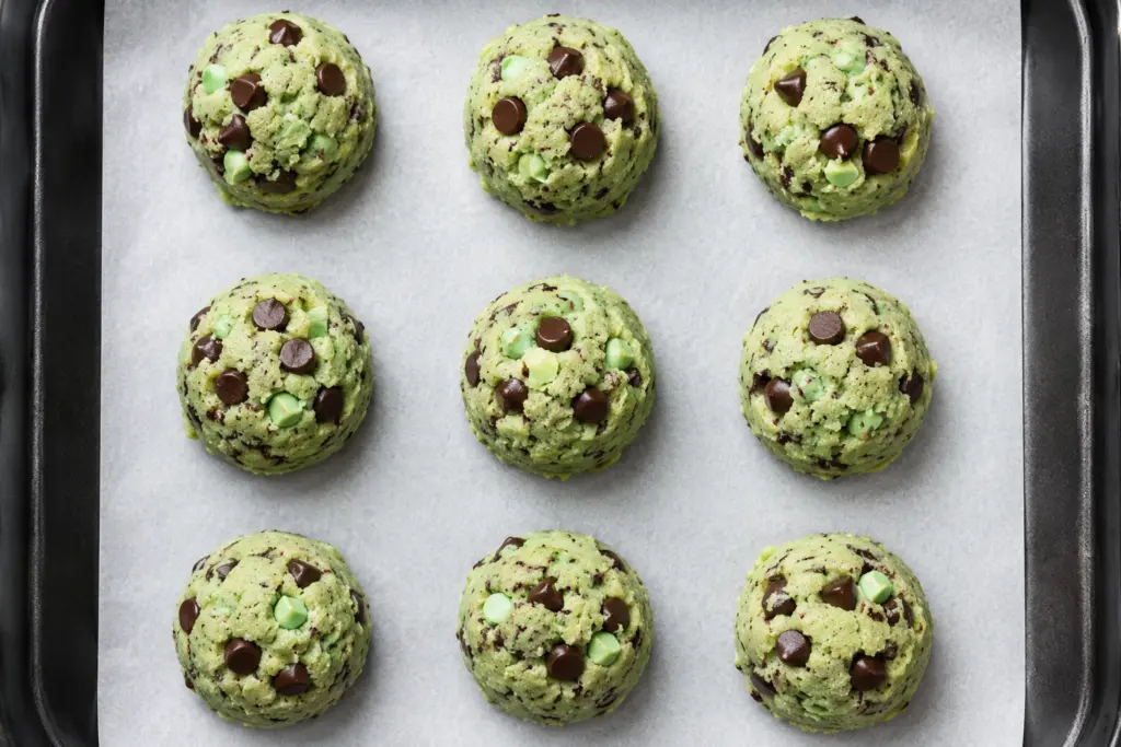 Easy Chocolate Chip Mint Cookies Recipe 3 Chocolate chip mint cookies dough ready to bake