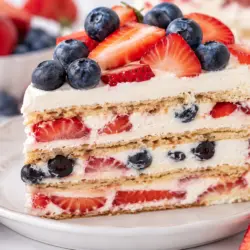 No-Bake Easy Berry Icebox Cake recipe card