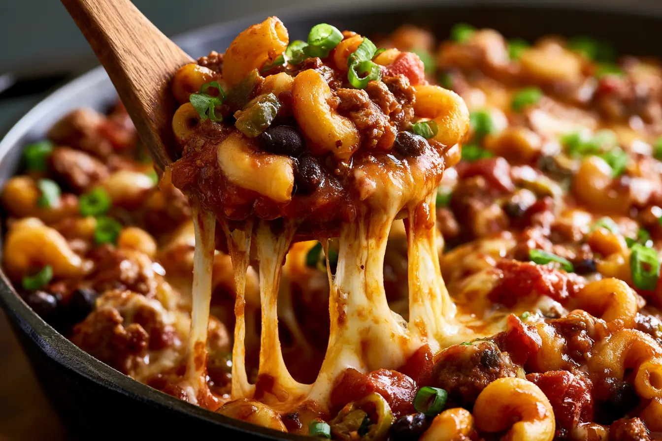 One Pan Chili Pasta Skillet Recipe