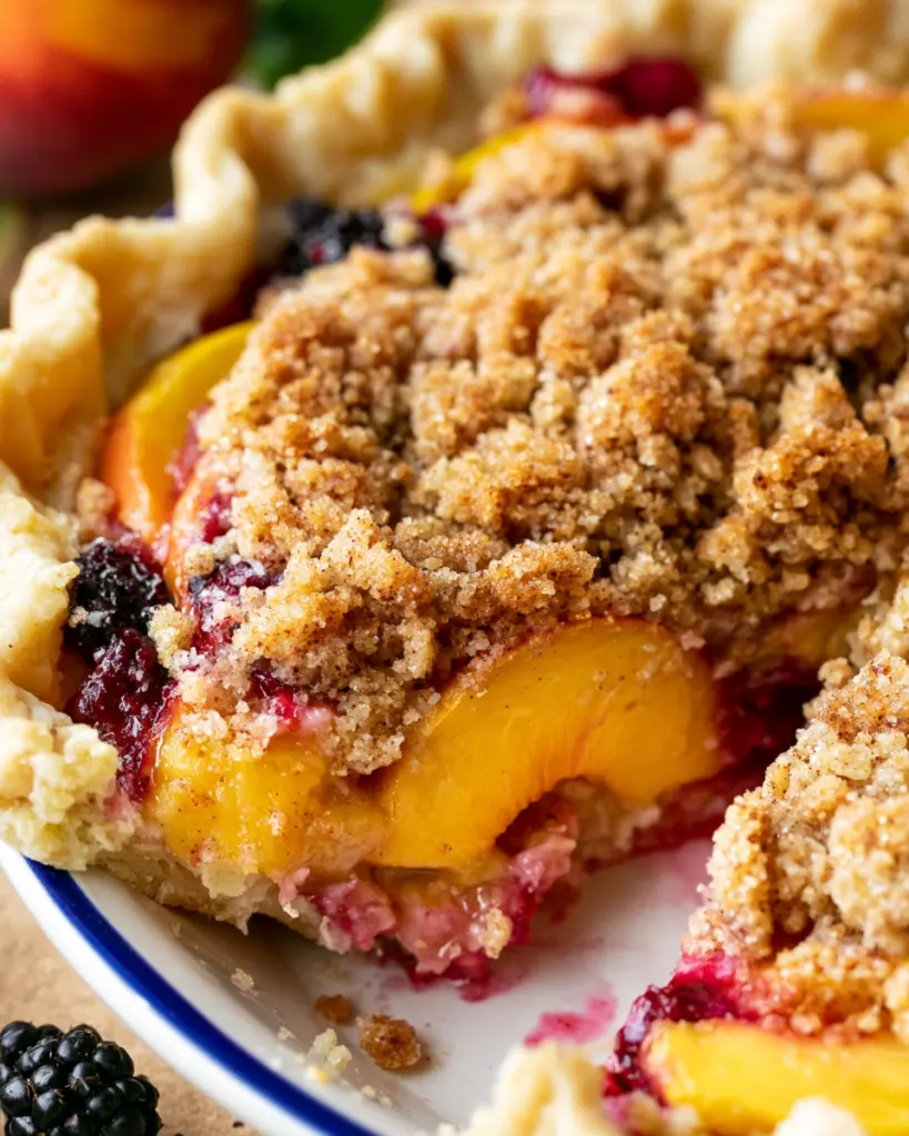 Sourdough Discard Peach Crumb Pie with Brown Sugar 8 Peach and Berry Crumb Pie