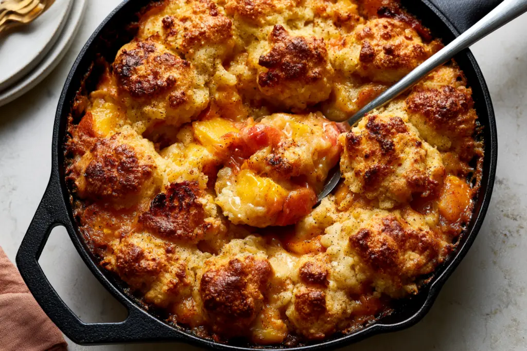 Peach sourdough cobbler