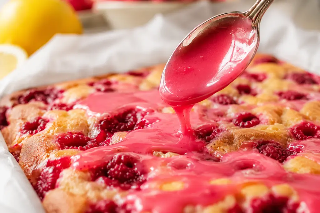 Lemon Raspberry Blondies Recipe 3 Lemon Raspberry blondies with glossy glaze