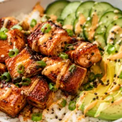 Crispy Salmon Rice Bowl Recipe 5 Seared Crispy Salmon Rice Bowl with avocado slices