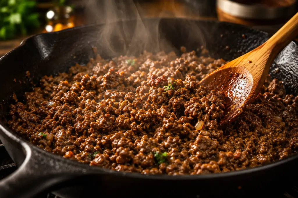 High Protein Beef Burrito Bowls with Rice Recipe 3 Brown the beef for beef burrito bowls