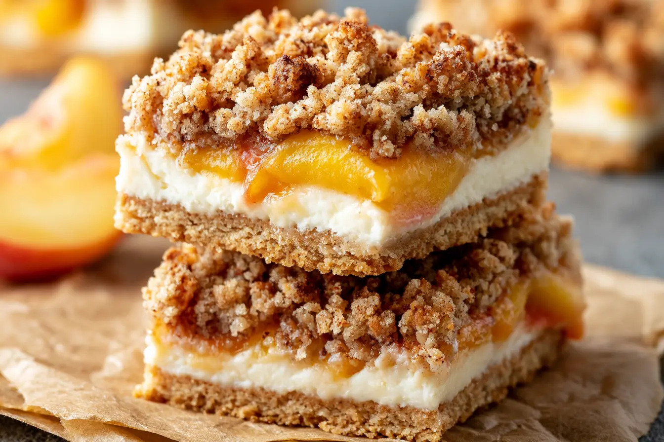 Sourdough Peach Cobbler Cheesecake Bars Recipe