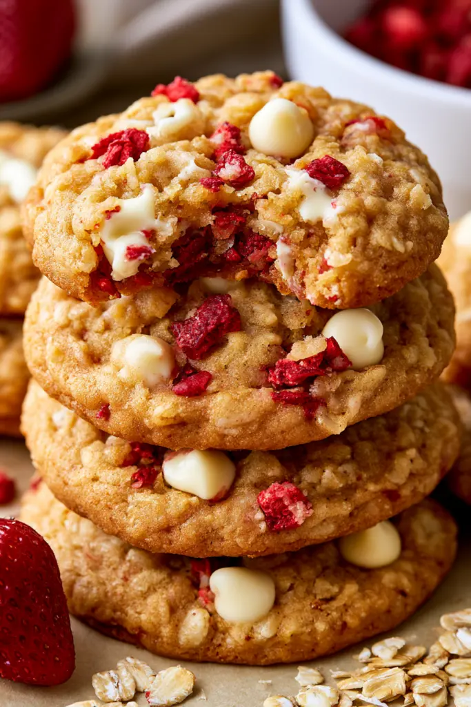Sourdough Strawberry Oatmeal Cookies