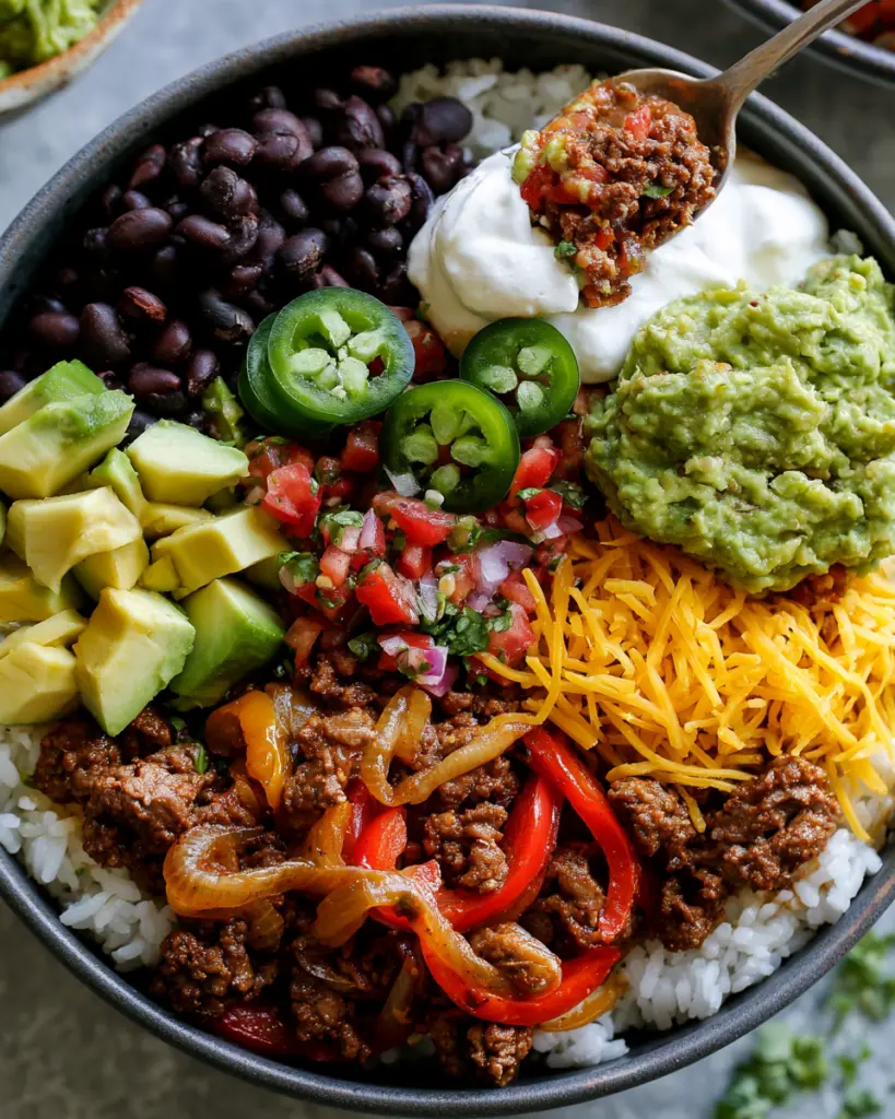 High Protein Beef Burrito Bowls with Rice Recipe 4 Spicy Fajita Bowls with Rice