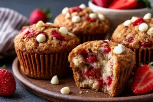 Strawberry White Chocolate Sourdough Muffins {Same-Day & Overnight Methods}